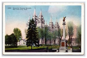 Mormon Temple Grounds Salt Lake City Utah UT UNP Linen Postcard N24