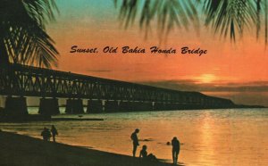 Vintage Postcard Sunset Over Bahia Honda Bridge Fabulous Florida Keys