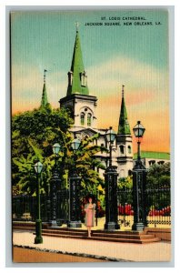 Vintage 1940's Postcard St. Louis Cathedral Jackson Square New Orleans Louisiana