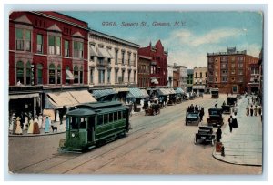 c1910 Streetcar Trolley Seneca St. Geneva New York NY Unposted Antique Postcard