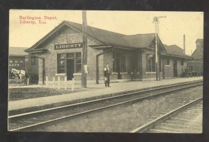 LIBERTY MISSOURI BURLINGTON RAILROAD DEPOT TRAIN STATION VINTAGE POSTCARD