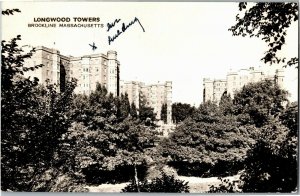 RPPC, Longwood Towers, Brookline MA c1948 Vintage Postcard R38