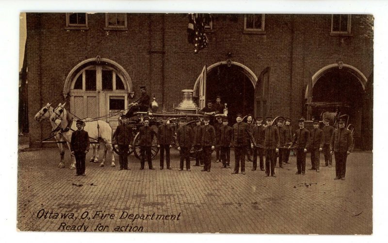 OH - Ottawa. Ottawa Fire Station, Apparatus & Firemen