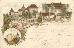 Litho 1895 Czechia - Gruss vom Schlossberg Teplice / Teplitz-Schoenau