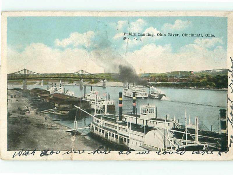 Postcard Public Landing Ohio River Cincinnati Ohio # 571A