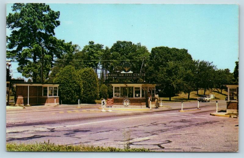 Postcard MD Patuxent River Pax River Naval Air Test Center Main Entrance Gate S7