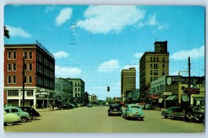 1957 Greensboro Ave. Looking North Bldg. Classic Car Tuscaloosa Alabama Postcard