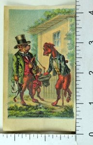 1870's Odd Anthropomorphic Bulldog Hunter Dead Bird Begging Hurt Dog Card F73