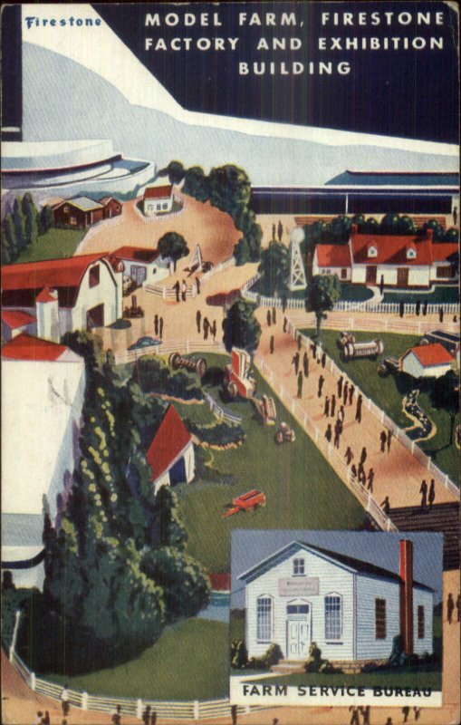 1939 New York World's Fair Firestone Factory Farm Service Bureau Postcard