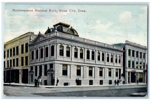 1913 Northwestern National Bank Exterior Building Road Sioux City Iowa Postcard