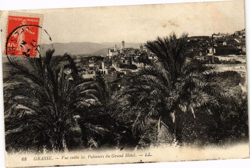 CPA GRASSE - Vue entre les palmiers du grand hotel (192106)