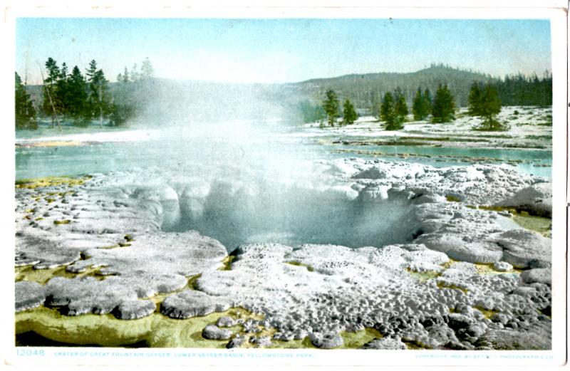 YELLOWSTONE, CRATER OF GREAT FOUNTAIN GEYSER, LOWER GEYSER BASIN, DIVIDED BACK