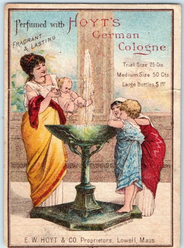 1883 Bloomfield, Conn. Baby Fountain Trade Card Hoyt's German Cologne Rowley C11