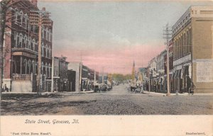Geneseo Illinois State Street Vintage Postcard U700