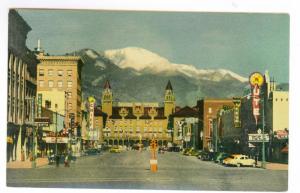 Pikes Peak from Pikes Peak Avenue, Colorado Springs unused linen PPC