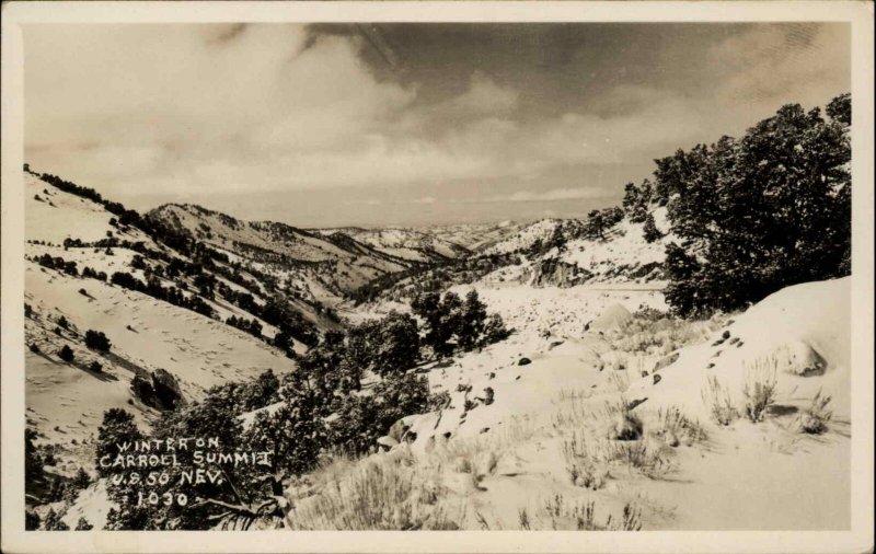 Carroll Summit Nevada NV Winter Route 50 Real Photo Vintage Postcard