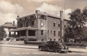 RPPC Postcard Elks Club Creston Iowa IA Vintage Car