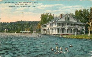 Postcard Ohio Kent Ravenna Refreshment Pavilion Bathing Beach Brady Park 23-8334