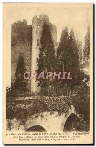 Old Postcard Remains of the Chateau Cinq Mars Inner View