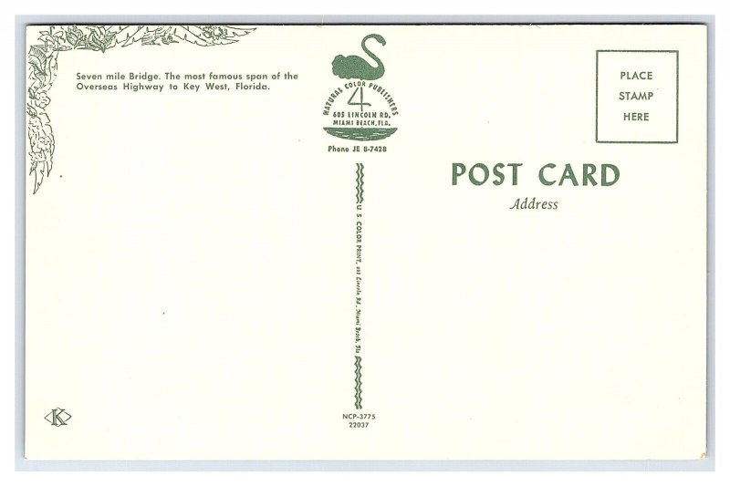Seven Mile Bridge Key West Florida Postcard