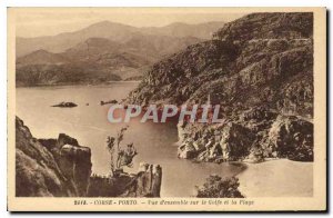 Postcard Old Corse Porto Overview of the Gulf and the Beach