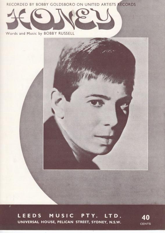 Honey Bobby Goldsboro 1960s Sheet Music