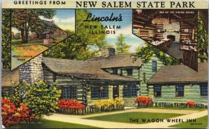 Greetings From New Salem State Park Illinois Linen Postcard C116