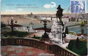 Hungary Budapest Kilatas az Orszaghaz Fele Vintage Postcard C250