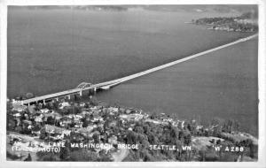 SEATTLE WA~LAKE WASHINGTON BRIDGE~1930s TINES AERIAL VIEW REAL PHOTO POSTCARD