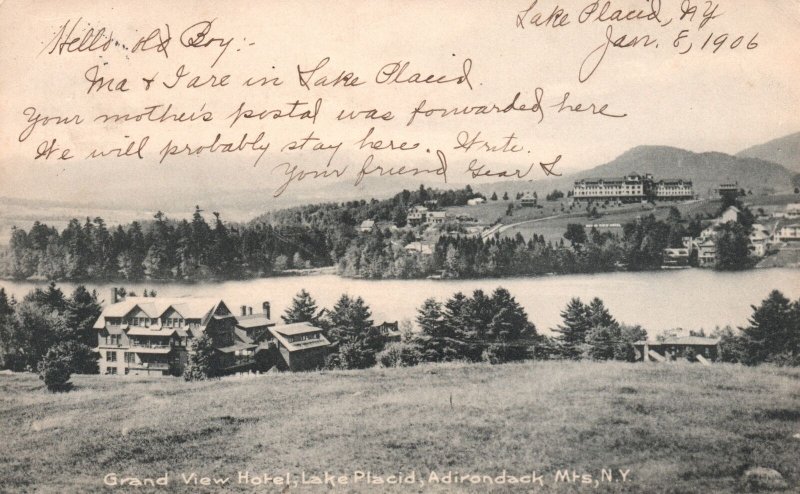 Vintage Postcard 1907 Grand View Hotel Lake Placid Adirondack Mountains New York