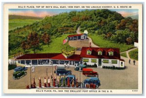 c1940 Bill Place Ray's Hill Lincoln Highway Route Exterior Pennsylvania Postcard