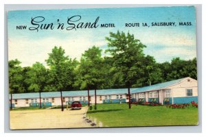 Vintage 1930's Postcard Sun 'n Sand Motel Route 1A Salisbury Massachusetts