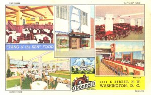 Washington DC O'Donnell's Sea Grill Multi-Views Linen Postcard