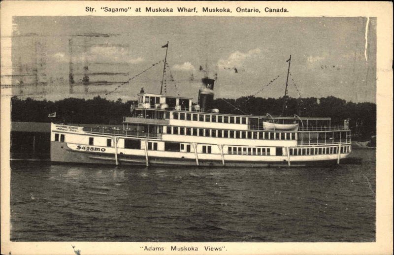 Muskoka Ontario ON Steamre Sagamo Muskoka Wharf Vintage Postcard