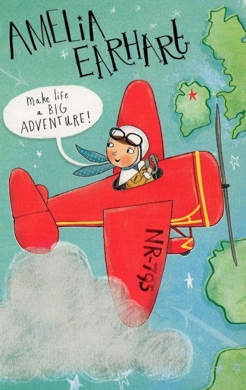 Amelia Aerhart Aviation Pilot Plane Book Author Painting Postcard