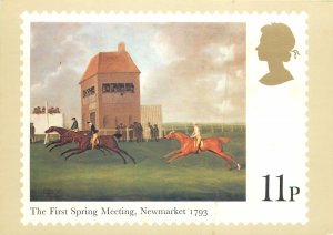 Sport art drawing first spring meeting newmarket 1793 horse race Postcard