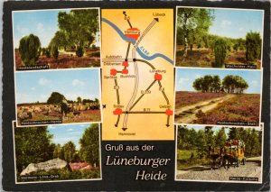 Postcard Map Germany Lüneburg Heath