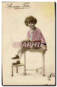 Old Postcard Bonne Fete Children
