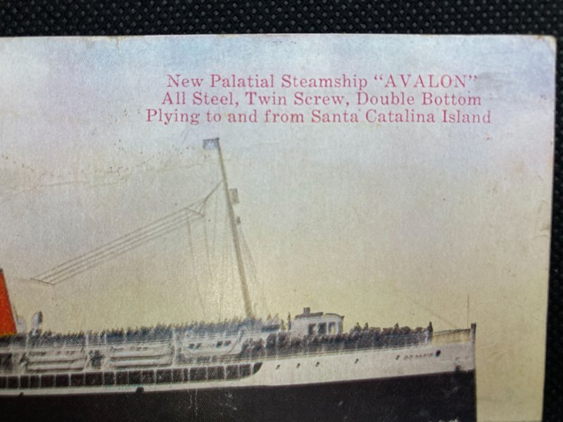 Steam Ship Avalon Postcard- Fancy Cancel