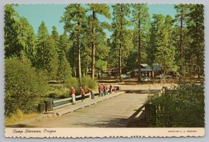 State View~Camp Sherman Oregon~View People Looking Over Bridge~Continental PC 