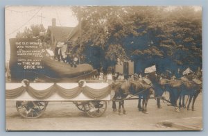 LYNN MA HUB SHOE CO HORSE CART ADVERTISING ANTIQUE REAL PHOTO POSTCARD RPPC