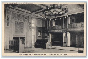 c1940 Great Hall Tower Court Wellesley College Massachusetts MA Vintage Postcard