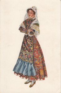 Spain woman of Salamanca Charra folk type with her magnificent jewellery dress