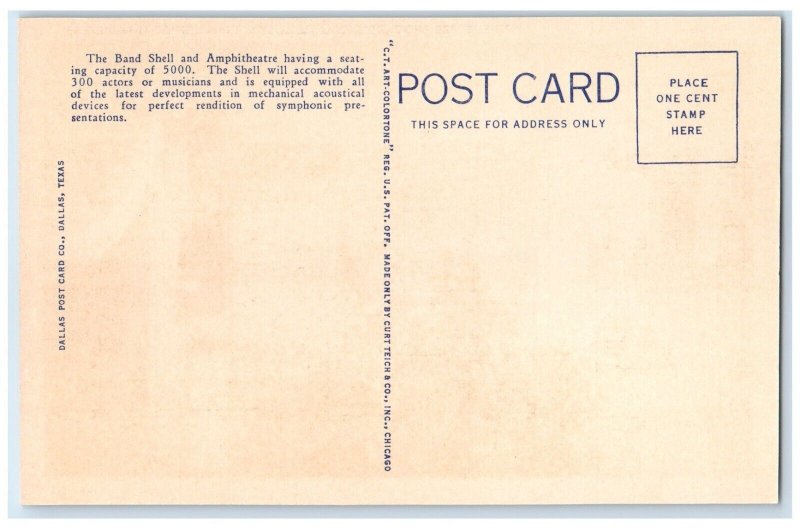 c1940 Amphitheatre Band Shell Texas Field Centennial Exposition Dallas Postcard