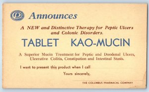 The Columbus Pharmacal Co. Distinctive Therapy For Peptic Ulcers Postal Card
