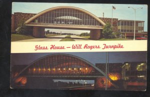 VINITA OKLAHOMA ROUTE 66 GLASS HOUSE RESTAURANT NIGHT ADVERTISING POSTCARD