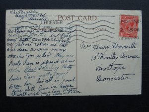 Leicester GALLOWTREE GATE showing MAN GREASING TRAMWAY TRACK c1920 Postcard