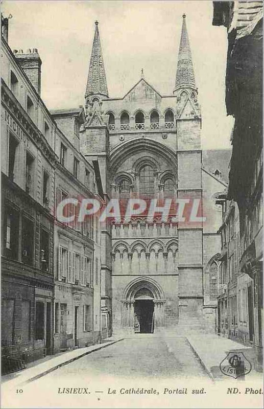 Old Postcard Lisieux La Cathedrale South Portal