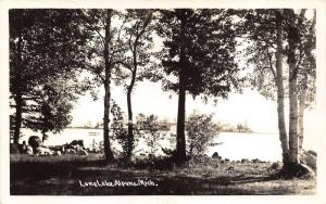 Alpena Michigan~Lone Lake~Birch Trees on Lake Shore~1941 Real Photo Postcard