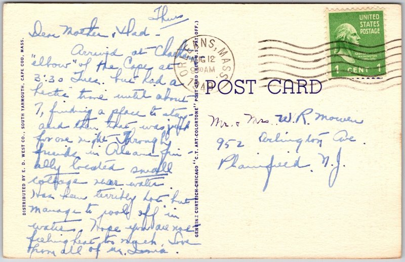 Cape Cod Massachusetts MA, 1949 Highway along Cape Cod Canal, Vintage Postcard